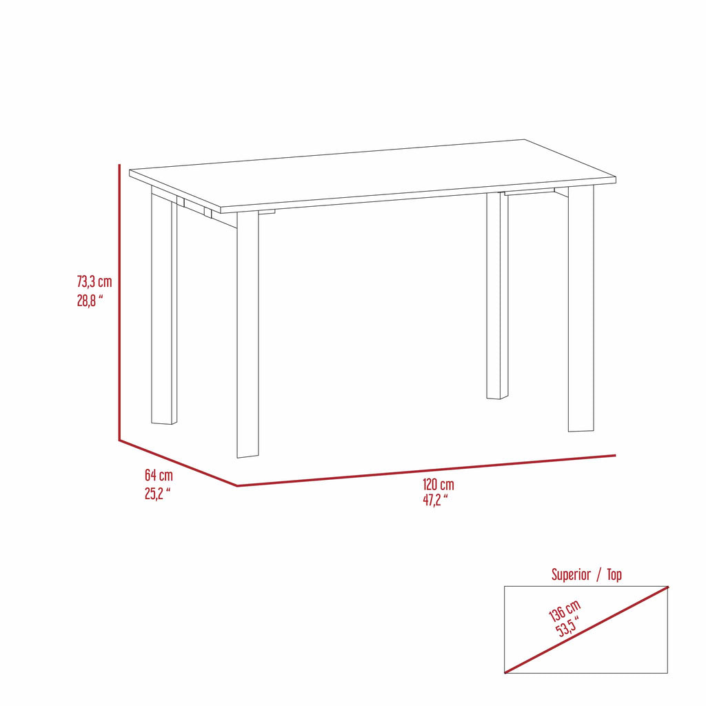 Mahogany Rectangle Writing Desk with Steel Legs