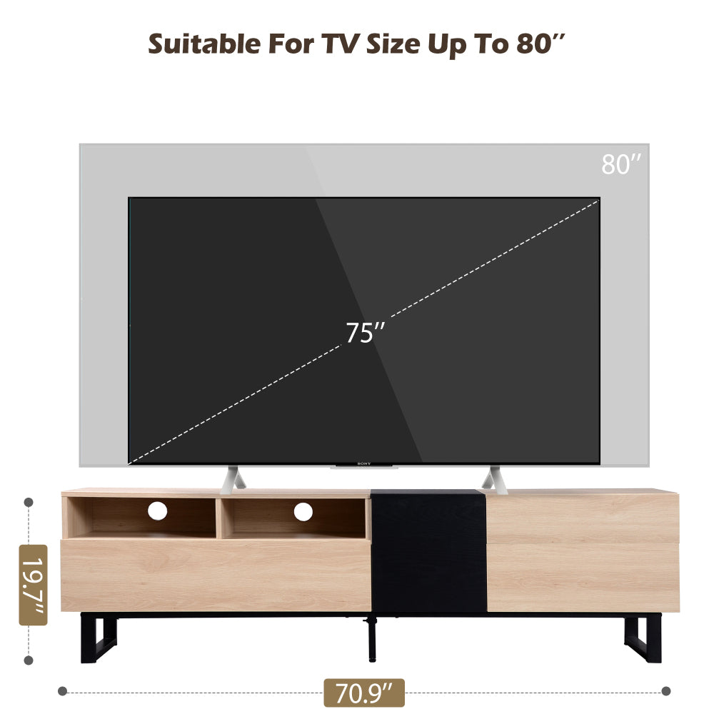 Modern TV Stand for 80'' TV with Double Storage