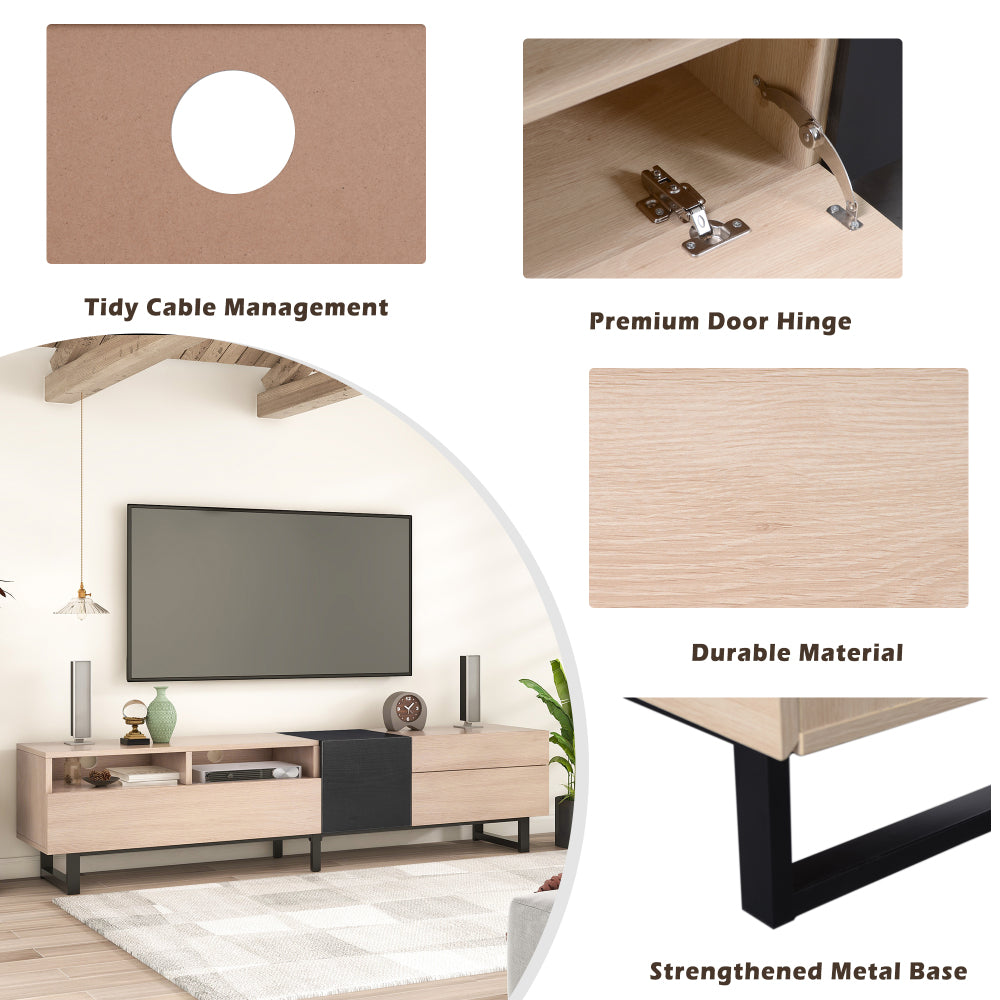 Modern TV Stand for 80'' TV with Double Storage