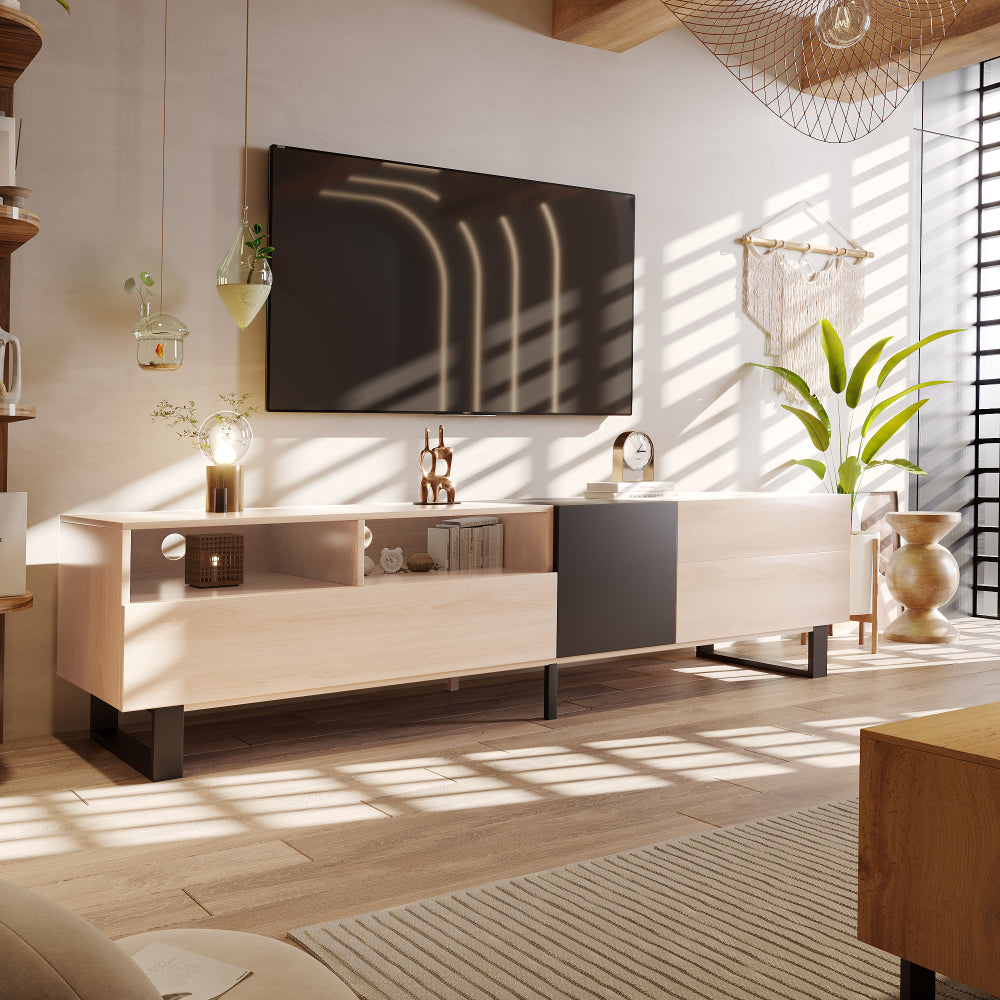 Modern TV Stand for 80'' TV with Double Storage