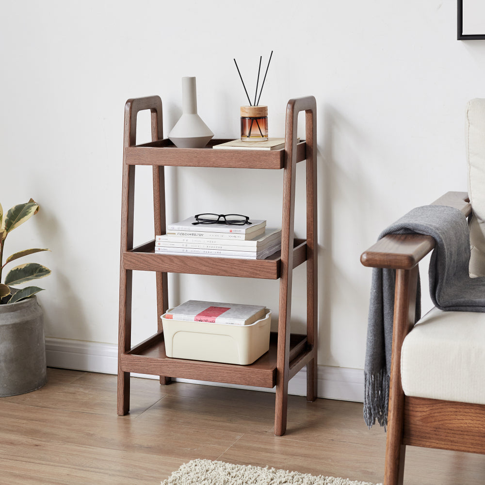 Walnut Color Oak Storage Bench