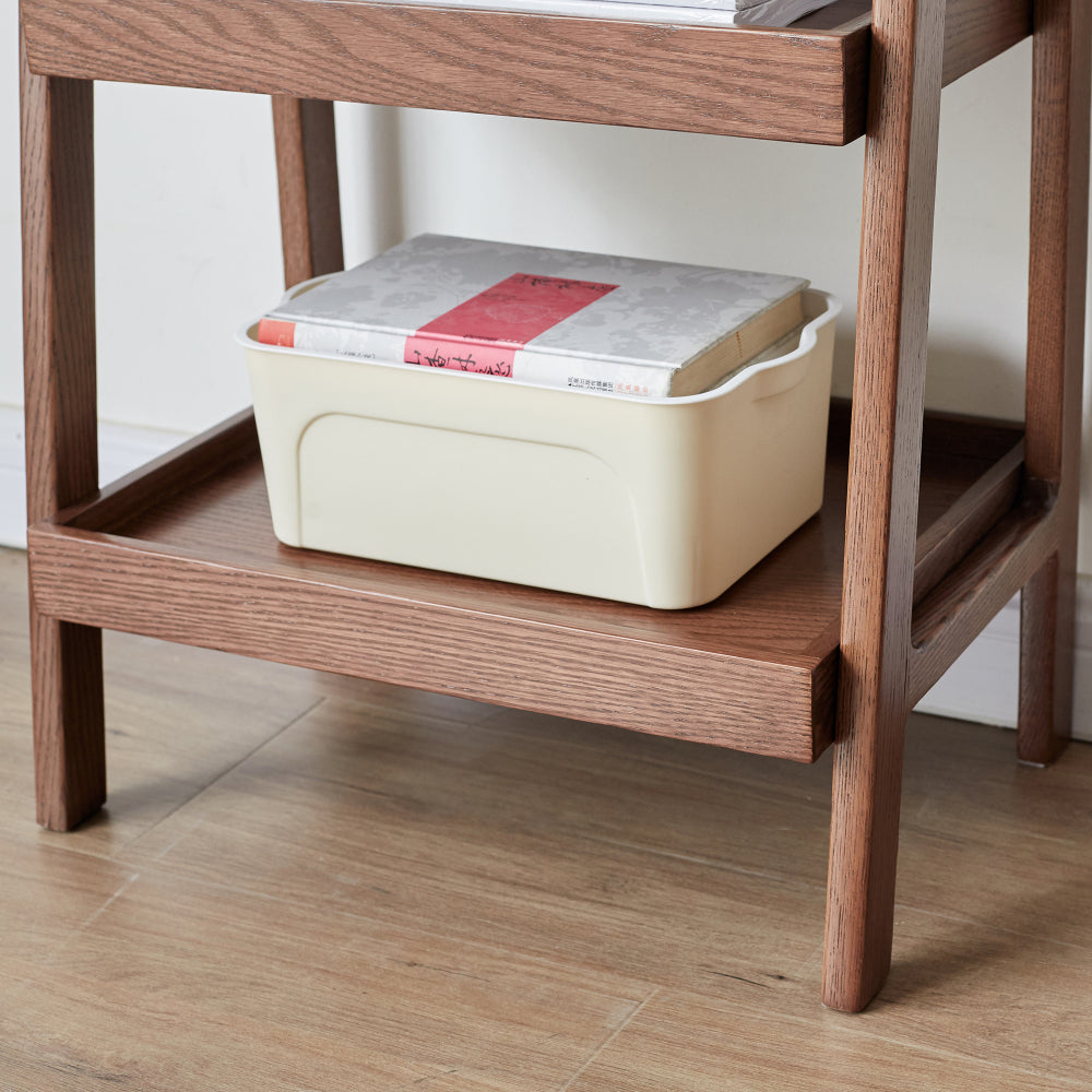 Walnut Color Oak Storage Bench