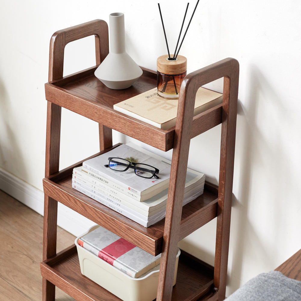 Walnut Color Oak Storage Bench