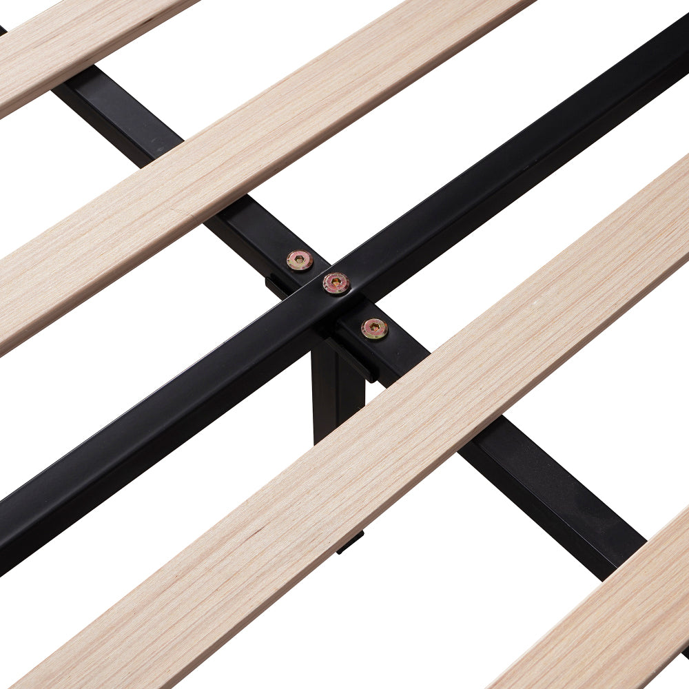 Full/Queen Size Velvet Platform Bed | Flower Pattern Scalloped Headboard | 12 Wood Slats | 600 lbs | Solid Plywood Frame | No Box Spring Needed | Beige/Red Bean Paste