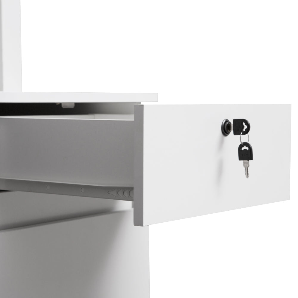 Computer Desk with Hutch & Bookshelf — 51" Wood Executive Desk with Drawers | 3 AC Outlets & 2 USB Charging Ports | Lockable Drawer | Monitor Stand & Storage Shelves | Home Office, Student, Teen Study Desk | White/Black