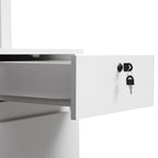 Computer Desk with Hutch & Bookshelf — 51" Wood Executive Desk with Drawers | 3 AC Outlets & 2 USB Charging Ports | Lockable Drawer | Monitor Stand & Storage Shelves | Home Office, Student, Teen Study Desk | White/Black