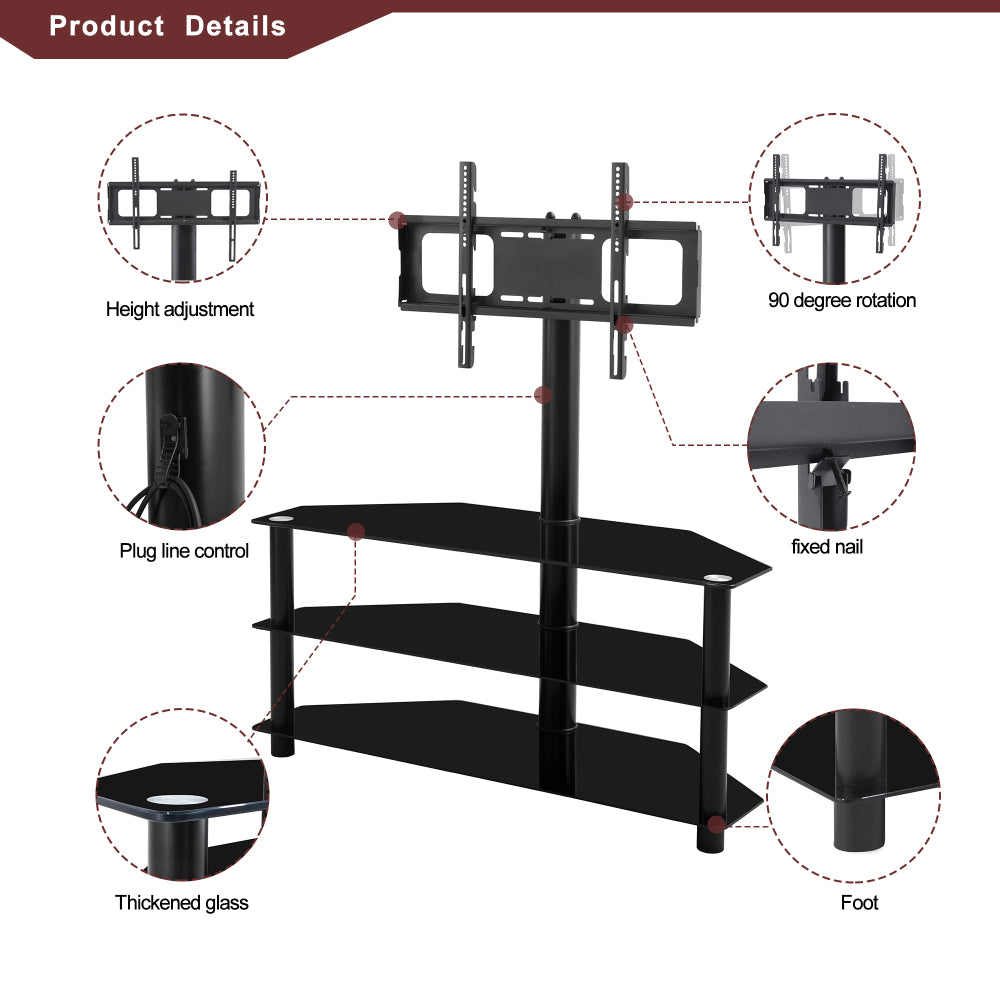 35.4 inch Black Multi-function TV Stand Height
