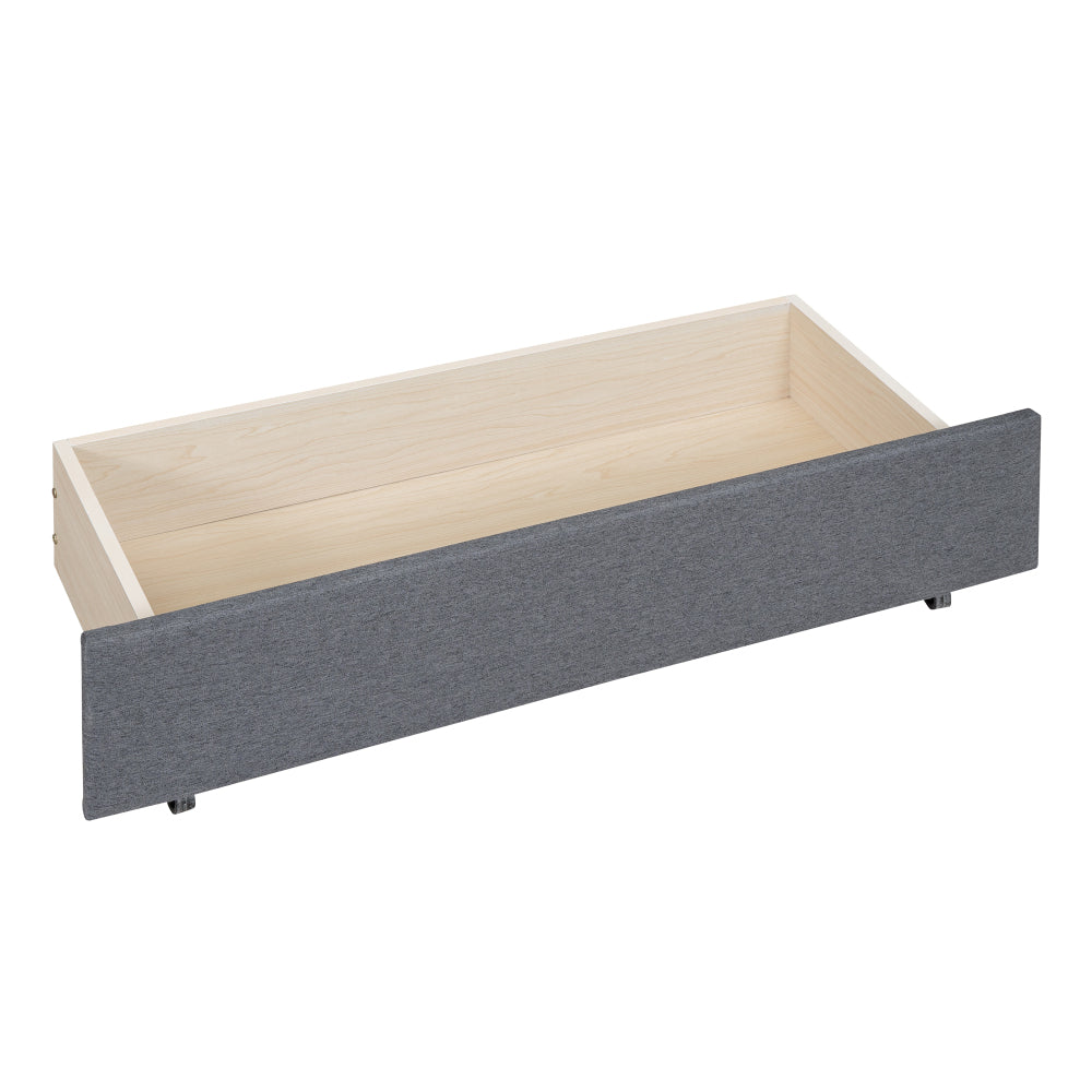 Full Size Upholstered Platform Bed with 2 Storage Drawers & Twin Trundle | Vertical Channel Tufted Headboard | 400 lbs | Solid MDF & Plywood | No Box Spring Needed | Beige/Gray