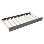 Full Size Upholstered Platform Bed with 2 Storage Drawers & Twin Trundle | Vertical Channel Tufted Headboard | 400 lbs | Solid MDF & Plywood | No Box Spring Needed | Beige/Gray