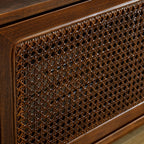 59 Inch Mid Century Modern Rattan TV Stand for 65