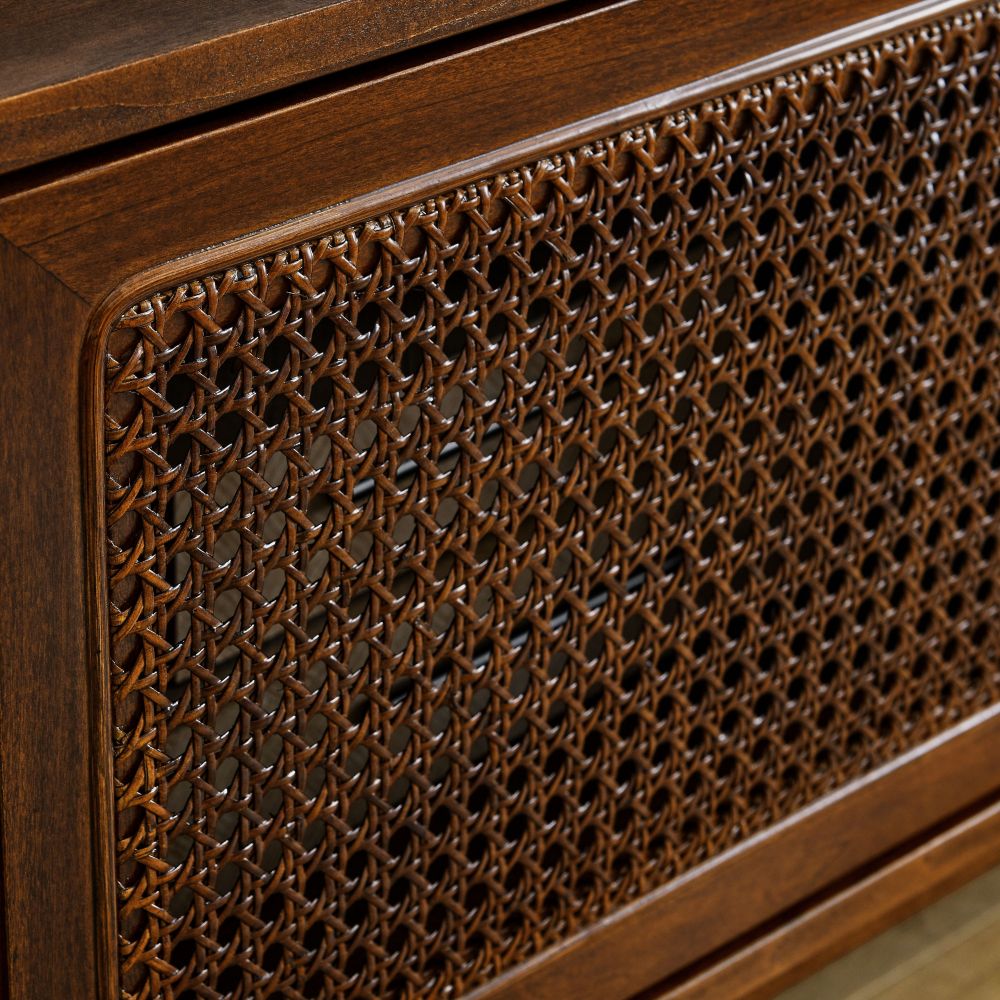 59 Inch Mid Century Modern Rattan TV Stand for 65