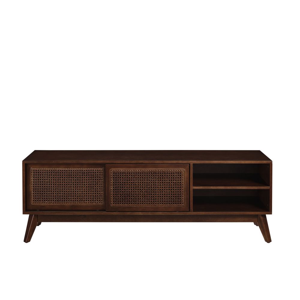 59 Inch Mid Century Modern Rattan TV Stand for 65