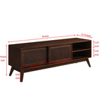 59 Inch Mid Century Modern Rattan TV Stand for 65