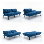 Convertible Sofa Bed 3-Seater | Adjustable Backrest & Armrests | 800 lbs Heavy Duty | Iron Legs | Compact Futon for Living Room Apartment | Navy Blue/Black/Emerald Green