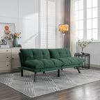 Convertible Sofa Bed 3-Seater | Adjustable Backrest & Armrests | 800 lbs Heavy Duty | Iron Legs | Compact Futon for Living Room Apartment | Navy Blue/Black/Emerald Green