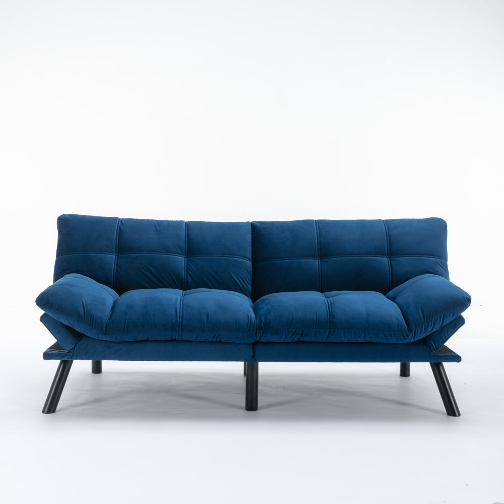 Convertible Sofa Bed 3-Seater | Adjustable Backrest & Armrests | 800 lbs Heavy Duty | Iron Legs | Compact Futon for Living Room Apartment | Navy Blue/Black/Emerald Green