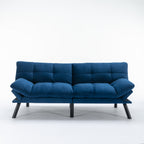 Convertible Sofa Bed 3-Seater | Adjustable Backrest & Armrests | 800 lbs Heavy Duty | Iron Legs | Compact Futon for Living Room Apartment | Navy Blue/Black/Emerald Green