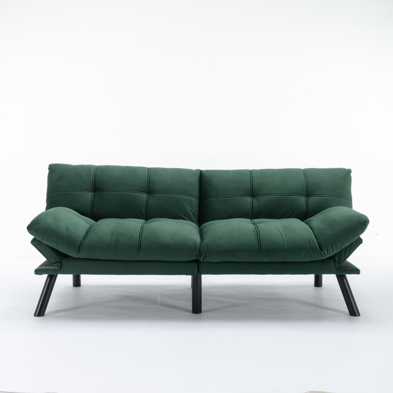 Convertible Sofa Bed 3-Seater | Adjustable Backrest & Armrests | 800 lbs Heavy Duty | Iron Legs | Compact Futon for Living Room Apartment | Navy Blue/Black/Emerald Green