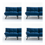 Convertible Sofa Bed 3-Seater | Adjustable Backrest & Armrests | 800 lbs Heavy Duty | Iron Legs | Compact Futon for Living Room Apartment | Navy Blue/Black/Emerald Green