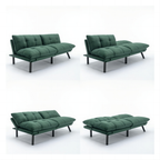 Convertible Sofa Bed 3-Seater | Adjustable Backrest & Armrests | 800 lbs Heavy Duty | Iron Legs | Compact Futon for Living Room Apartment | Navy Blue/Black/Emerald Green