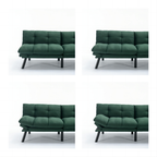 Convertible Sofa Bed 3-Seater | Adjustable Backrest & Armrests | 800 lbs Heavy Duty | Iron Legs | Compact Futon for Living Room Apartment | Navy Blue/Black/Emerald Green
