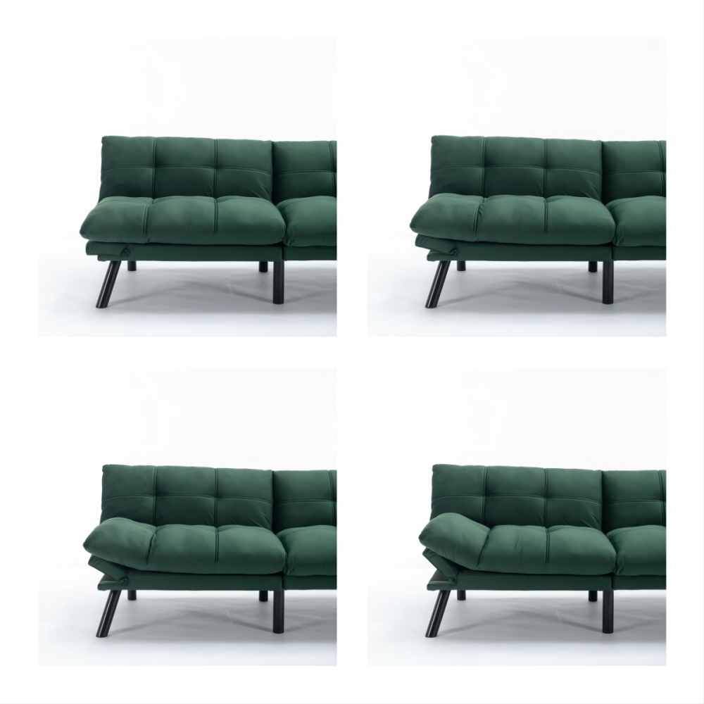 Convertible Sofa Bed 3-Seater | Adjustable Backrest & Armrests | 800 lbs Heavy Duty | Iron Legs | Compact Futon for Living Room Apartment | Navy Blue/Black/Emerald Green