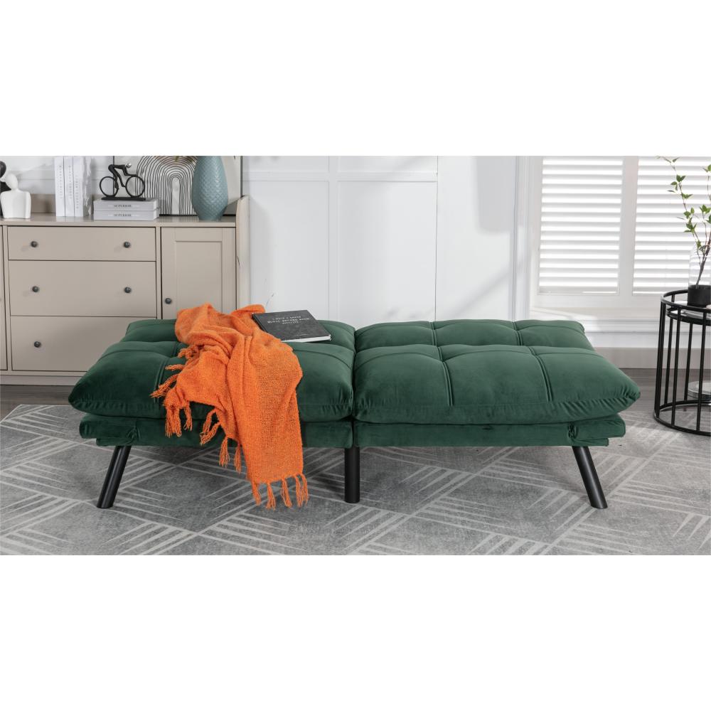 Convertible Sofa Bed 3-Seater | Adjustable Backrest & Armrests | 800 lbs Heavy Duty | Iron Legs | Compact Futon for Living Room Apartment | Navy Blue/Black/Emerald Green