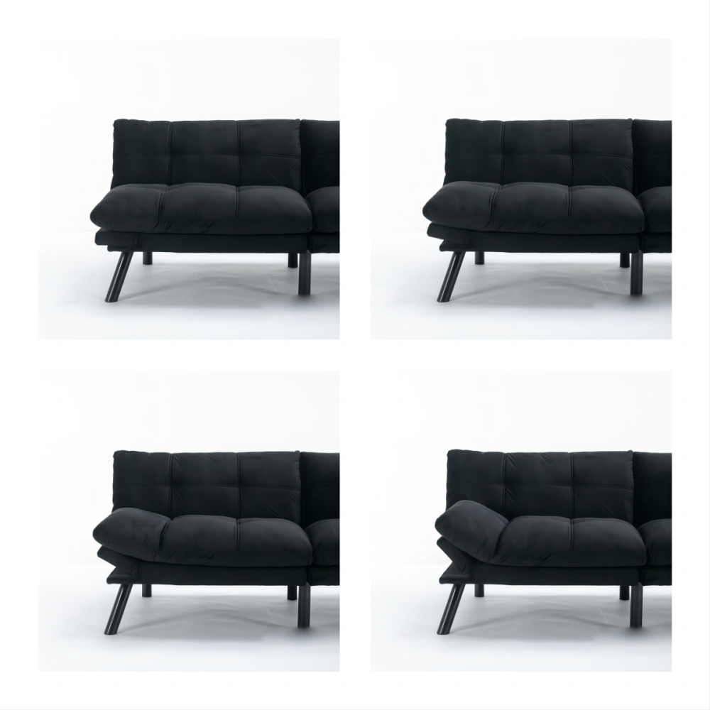 Convertible Sofa Bed 3-Seater | Adjustable Backrest & Armrests | 800 lbs Heavy Duty | Iron Legs | Compact Futon for Living Room Apartment | Navy Blue/Black/Emerald Green