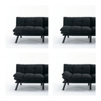 Convertible Sofa Bed 3-Seater | Adjustable Backrest & Armrests | 800 lbs Heavy Duty | Iron Legs | Compact Futon for Living Room Apartment | Navy Blue/Black/Emerald Green