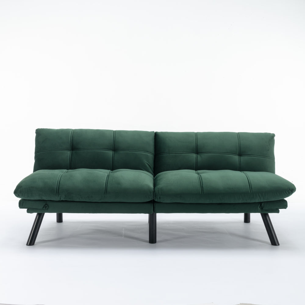 Convertible Sofa Bed 3-Seater | Adjustable Backrest & Armrests | 800 lbs Heavy Duty | Iron Legs | Compact Futon for Living Room Apartment | Navy Blue/Black/Emerald Green