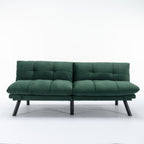 Convertible Sofa Bed 3-Seater | Adjustable Backrest & Armrests | 800 lbs Heavy Duty | Iron Legs | Compact Futon for Living Room Apartment | Navy Blue/Black/Emerald Green