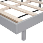 Queen Size Modern Floating Platform Bed | Particle Board Headboard Footboard & Side Rails | Rubberwood Legs | No Box Spring Needed | Easy Assembly | Gray / White Washed / Walnut