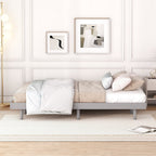 Queen Size Modern Floating Platform Bed | Particle Board Headboard Footboard & Side Rails | Rubberwood Legs | No Box Spring Needed | Easy Assembly | Gray / White Washed / Walnut