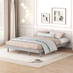 Queen Size Modern Floating Platform Bed | Particle Board Headboard Footboard & Side Rails | Rubberwood Legs | No Box Spring Needed | Easy Assembly | Gray / White Washed / Walnut