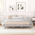 Queen Size Modern Floating Platform Bed | Particle Board Headboard Footboard & Side Rails | Rubberwood Legs | No Box Spring Needed | Easy Assembly | Gray / White Washed / Walnut