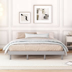 Queen Size Modern Floating Platform Bed | Particle Board Headboard Footboard & Side Rails | Rubberwood Legs | No Box Spring Needed | Easy Assembly | Gray / White Washed / Walnut