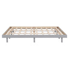 Queen Size Modern Floating Platform Bed | Particle Board Headboard Footboard & Side Rails | Rubberwood Legs | No Box Spring Needed | Easy Assembly | Gray / White Washed / Walnut
