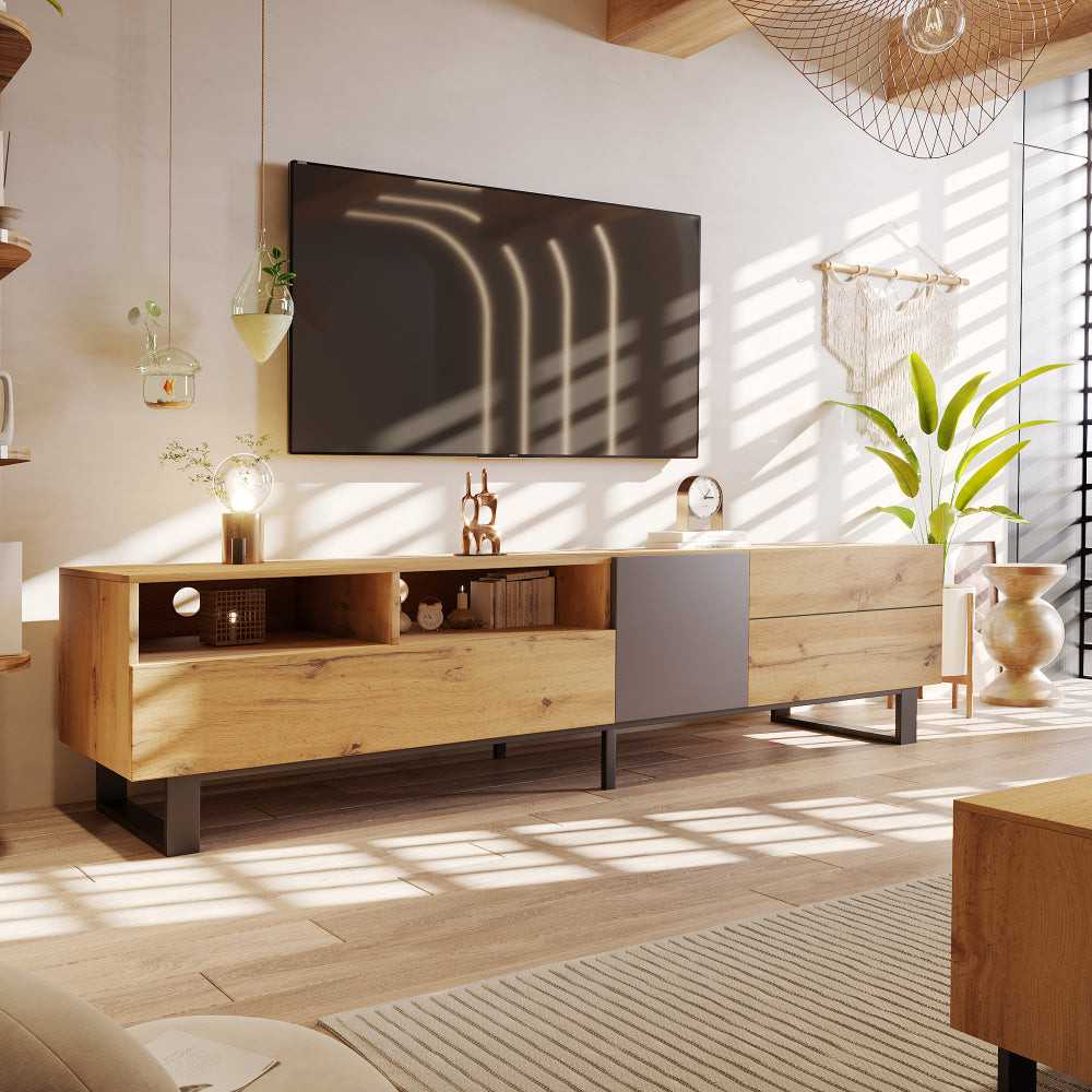 Modern TV Stand for 80'' TV with Double Storage