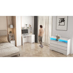 Computer Desk with Hutch & Bookshelf — 51" Wood Executive Desk with Drawers | 3 AC Outlets & 2 USB Charging Ports | Lockable Drawer | Monitor Stand & Storage Shelves | Home Office, Student, Teen Study Desk | White/Black