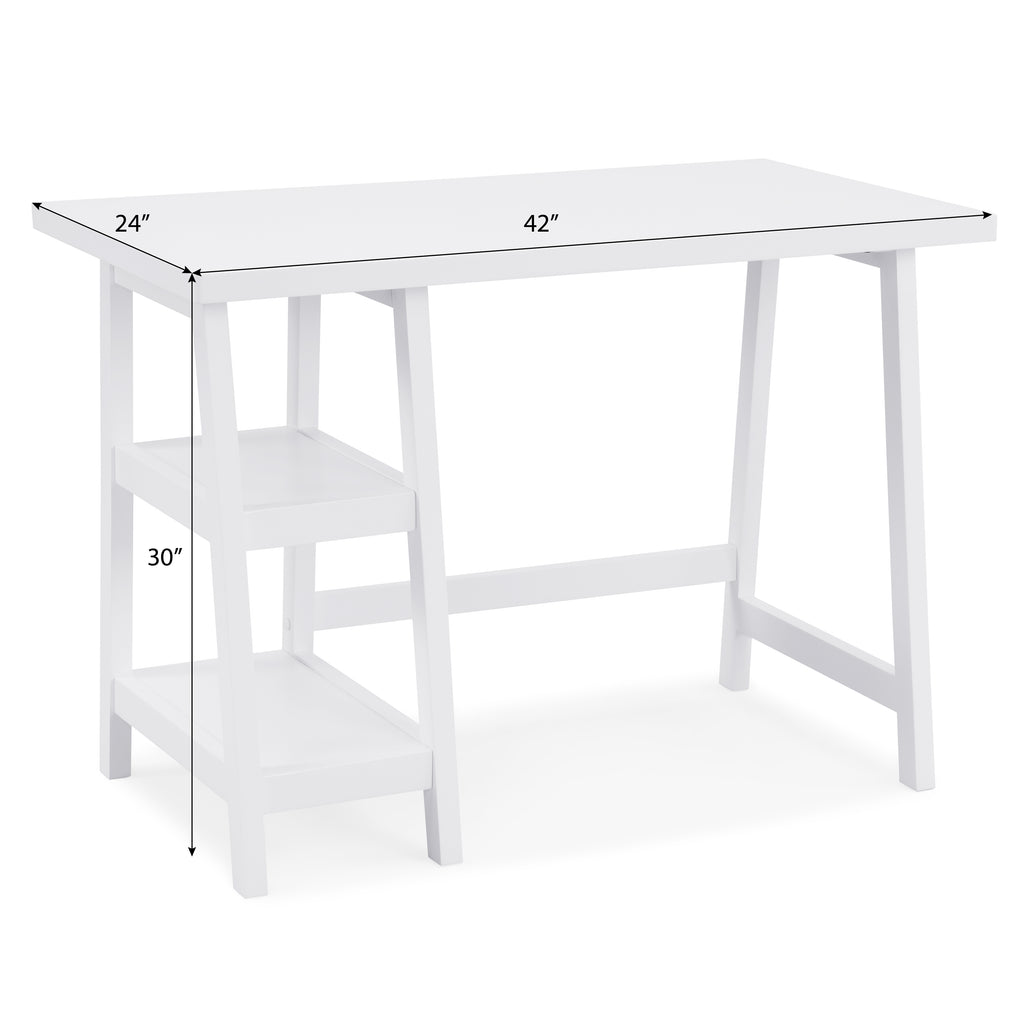 Contemporary Wood Writing Desk with Storage