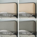 Queen/King Size Upholstered Platform Bed with 4 Storage Drawers | Curved Headboard & Footboard | 800 lbs Heavy Duty Metal Frame | 13 Steel Slats | No Box Spring | Beige