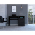 Louisiana Writing Computer Desk with 3 Storage Drawers & Open Shelf — 47" Spacious Work Surface | Modern Home Office Desk | Ample Legroom | Space-Saving Design | Study, Bedroom, Office | Black