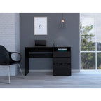 Louisiana Writing Computer Desk with 3 Storage Drawers & Open Shelf — 47" Spacious Work Surface | Modern Home Office Desk | Ample Legroom | Space-Saving Design | Study, Bedroom, Office | Black