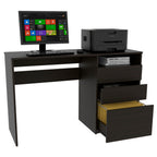 Louisiana Writing Computer Desk with 3 Storage Drawers & Open Shelf — 47" Spacious Work Surface | Modern Home Office Desk | Ample Legroom | Space-Saving Design | Study, Bedroom, Office | Black