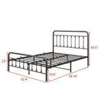 Twin/Full/Queen Size Victorian Metal Platform Bed Frame | Spindle Headboard & Footboard | 13 Slats + 9 Center Legs | 450 lbs | 10.6" Under-Bed Storage | No Box Spring Needed | Black