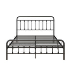 Twin/Full/Queen Size Victorian Metal Platform Bed Frame | Spindle Headboard & Footboard | 13 Slats + 9 Center Legs | 450 lbs | 10.6" Under-Bed Storage | No Box Spring Needed | Black