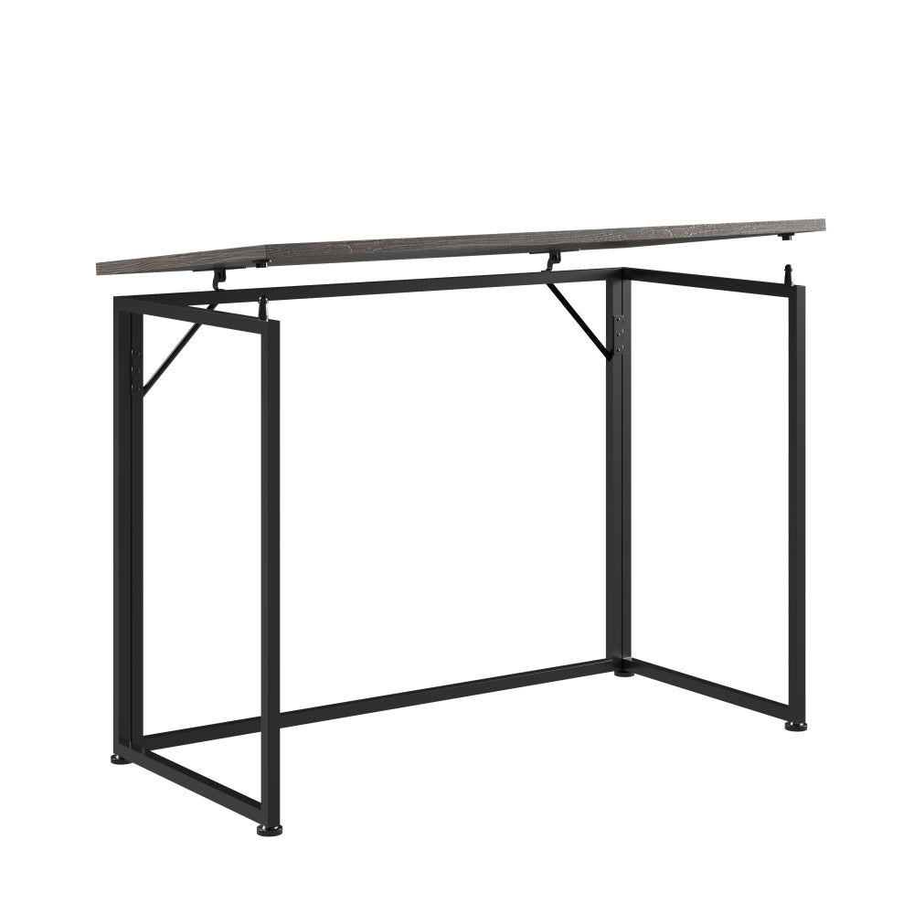 Techni Mobili Space Saving Folding Desk — 39" Collapsible Computer Desk | No Tools & No Assembly Required | Sturdy Steel Legs | Modern Space-Saving Design | Home Office, Bedroom, Dorm | Grey
