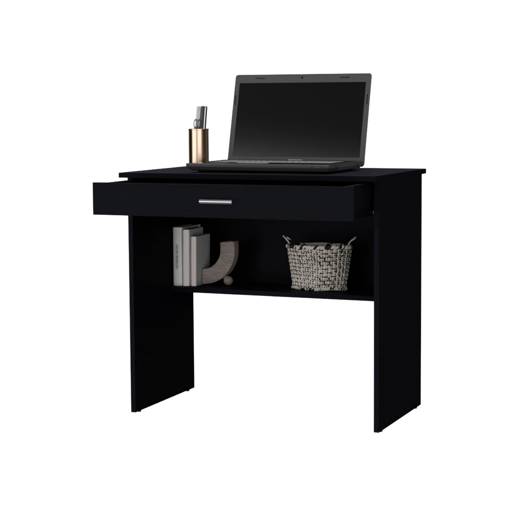 Kaylor Storage Desk — Modern Computer Desk with Storage Drawer & Open Shelf | 31.5" Spacious Work Surface | Compact Space-Saving Design | Home Office, Study, Bedroom | TSCA Compliant & FSC Certified | Black