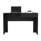 43.3" Modern Writing Computer Desk with Handleless Drawer | Spacious Particle Board Top | Compact Sleek Design | Home Office, Bedroom, Study Room | Black