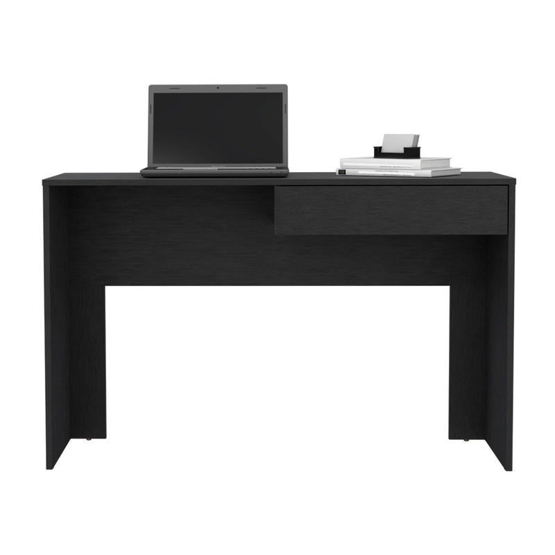 43.3" Modern Writing Computer Desk with Handleless Drawer | Spacious Particle Board Top | Compact Sleek Design | Home Office, Bedroom, Study Room | Black